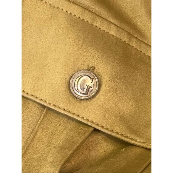 Guess Faux Suede Mustard Tan Long  Sleeve Button Up Cowgirl Western Dress Size S - Picture 8 of 8